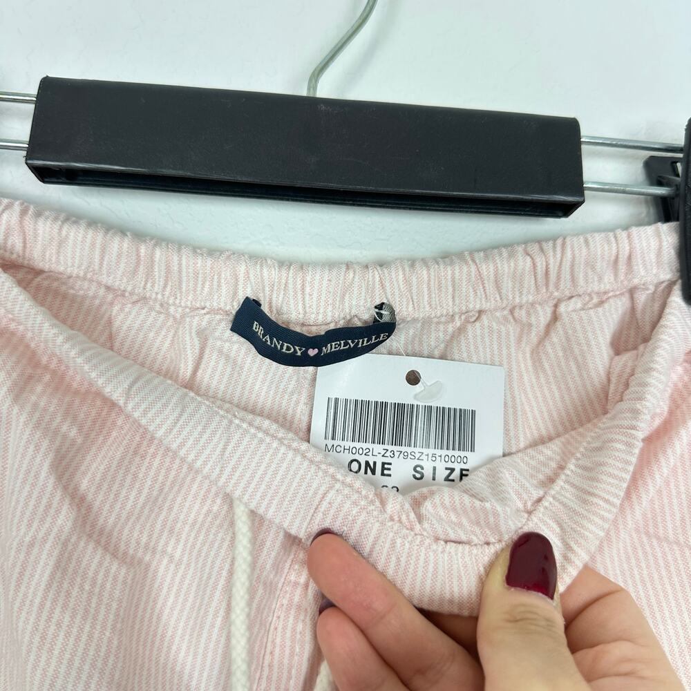 NWT Brandy Melville Nanda Striped Pants in Pink One Size - Picture 6 of 6